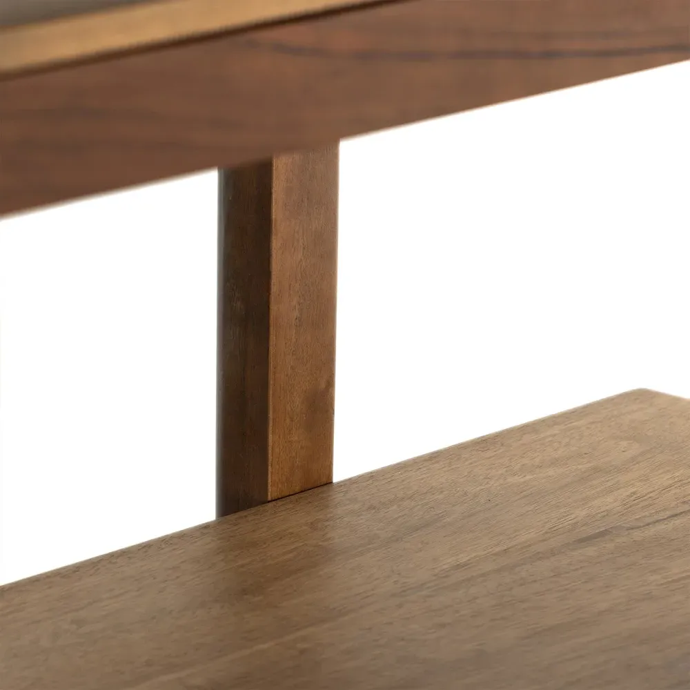 Rissa Wide Bookcase - Dark Brown, Acacia Wood