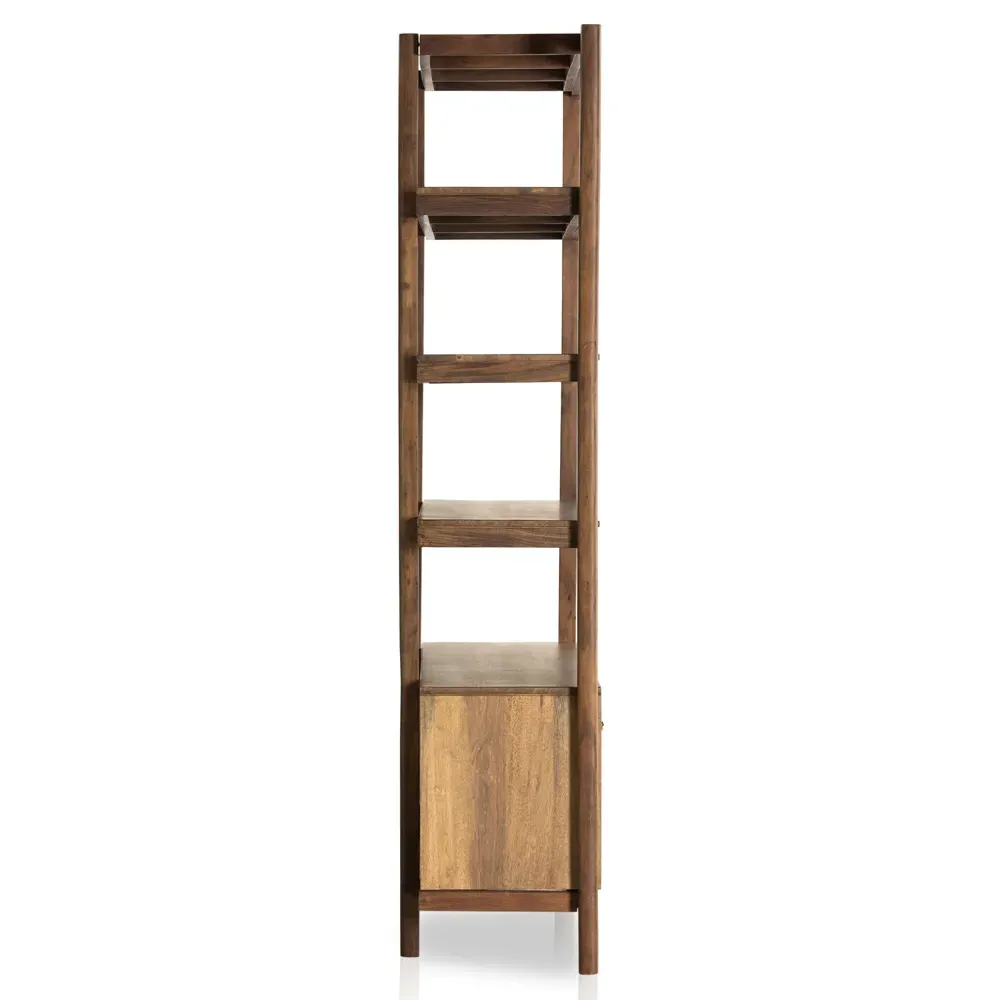 Rissa Wide Bookcase - Dark Brown, Acacia Wood
