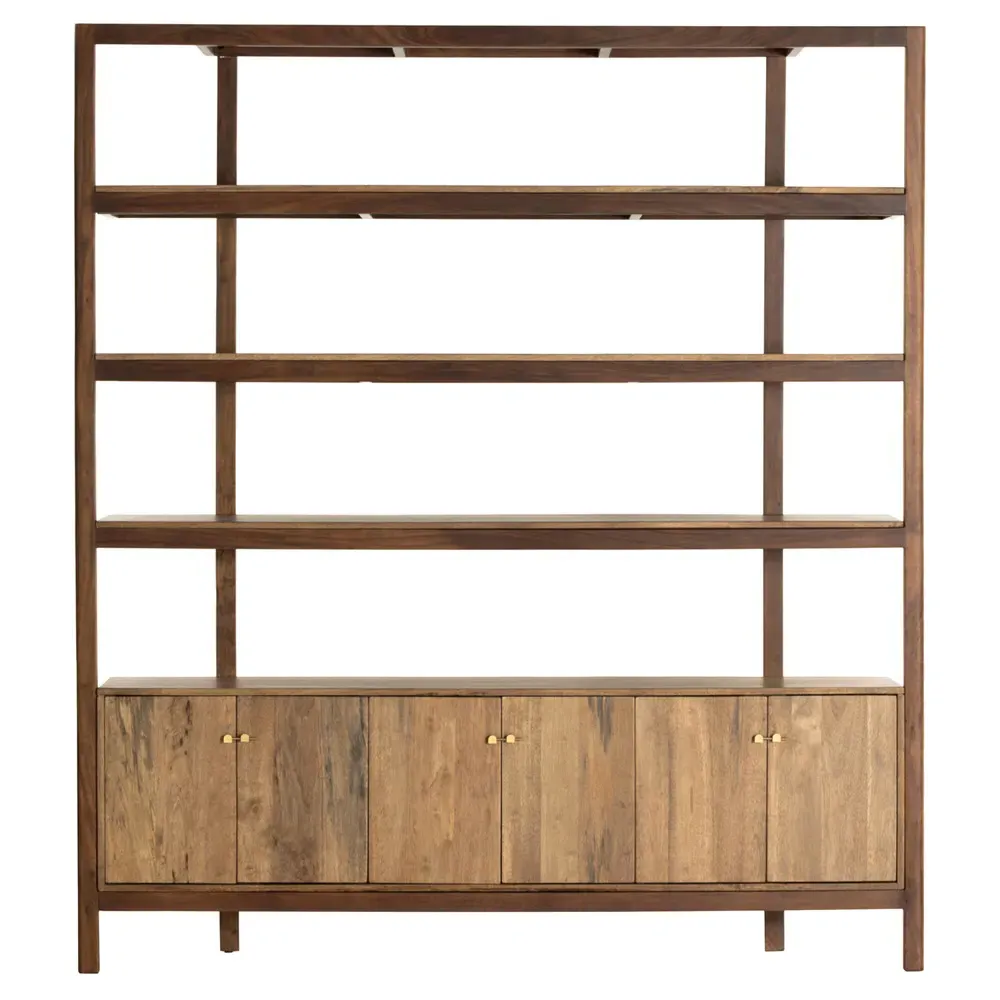 Rissa Wide Bookcase - Dark Brown, Acacia Wood image