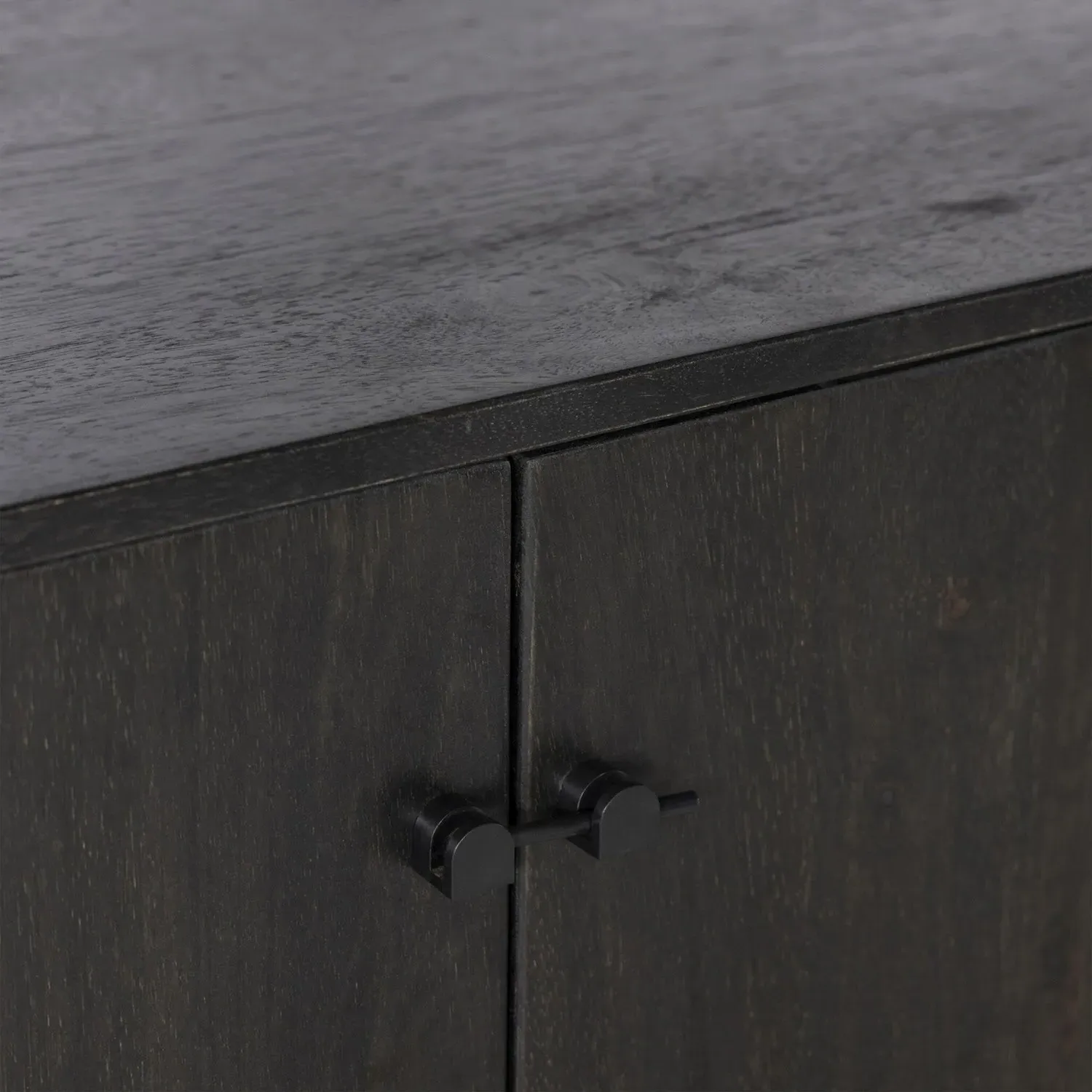 Rissa Wide Bookcase - Worn Black, Acacia Wood