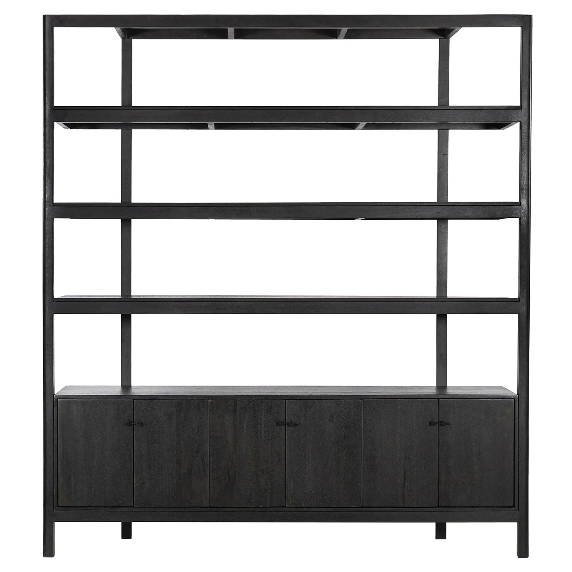 Rissa Wide Bookcase - Worn Black, Acacia Wood