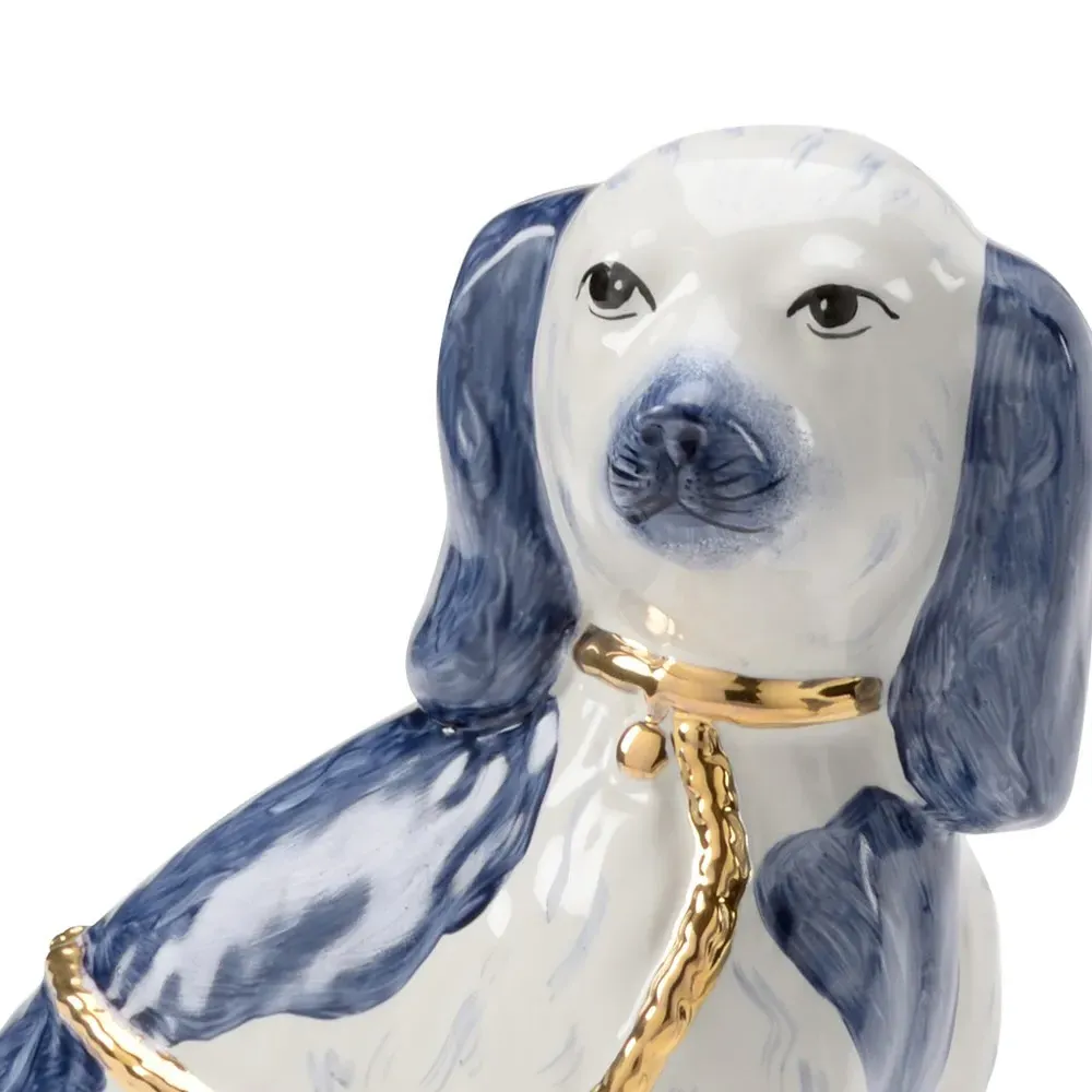 Riven Ceramic Staffordshire Dog Figurine Set - Blue