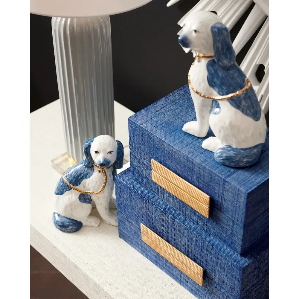 Riven Ceramic Staffordshire Dog Figurine Set - Blue