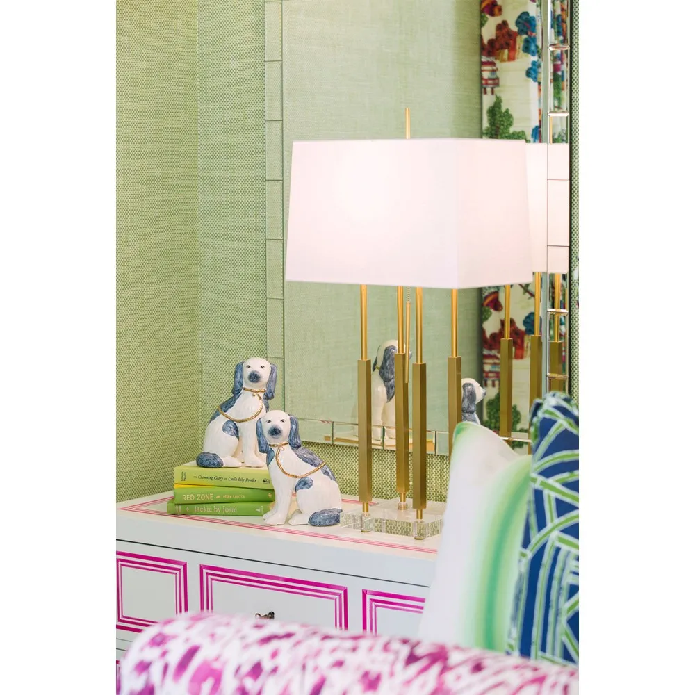 Riven Ceramic Staffordshire Dog Figurine Set - Blue