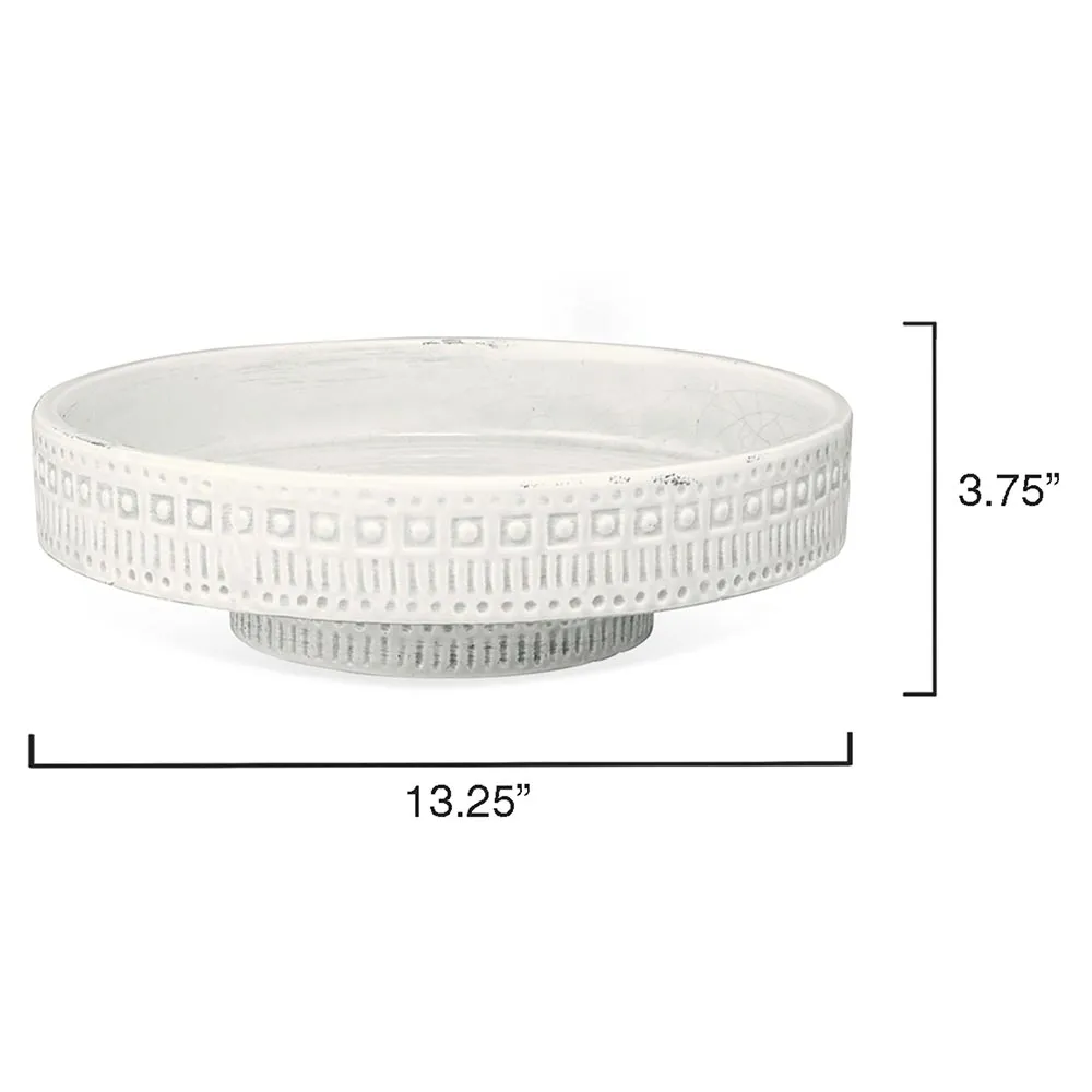 River Coastal Beach Round Ceramic Tray - White