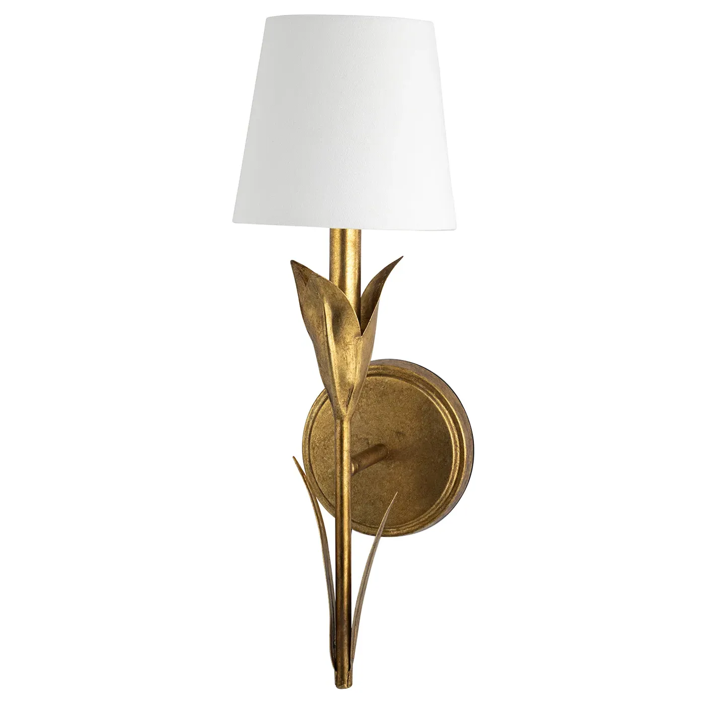 River Reed Armed Sconce with Linen Shade - Gold, Steel image