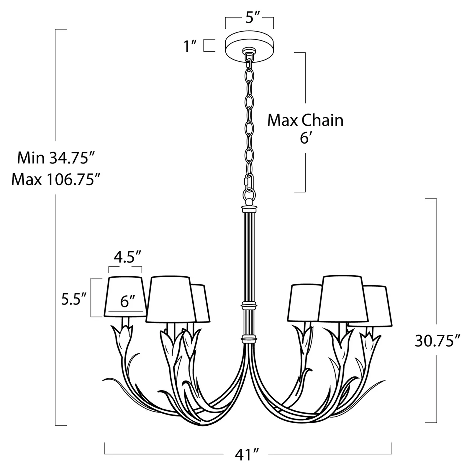 River Reed Chandelier with Linen Shades - Gold, Steel
