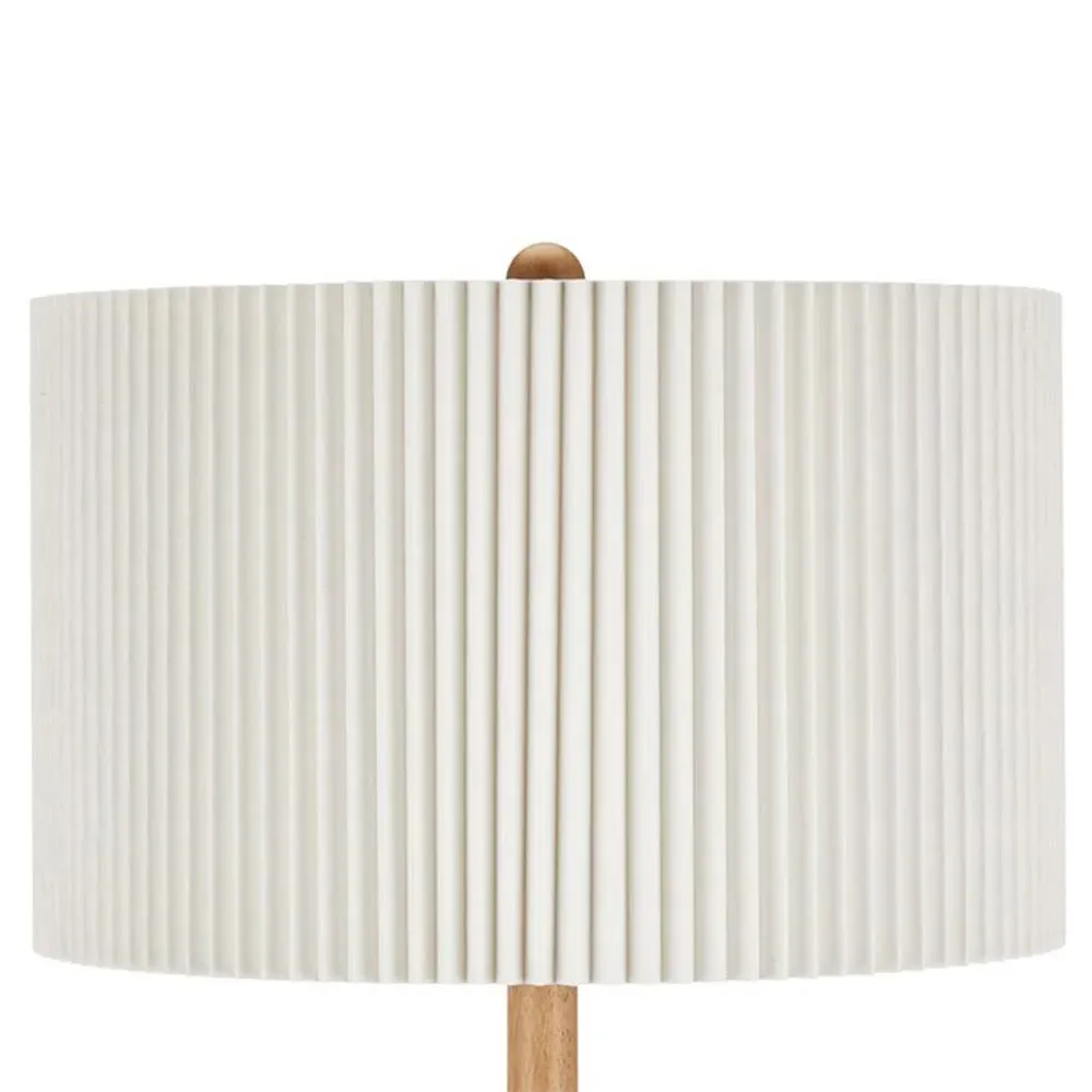 Rivera Column Floor Lamp with Pleated Shade - Natural, Wood