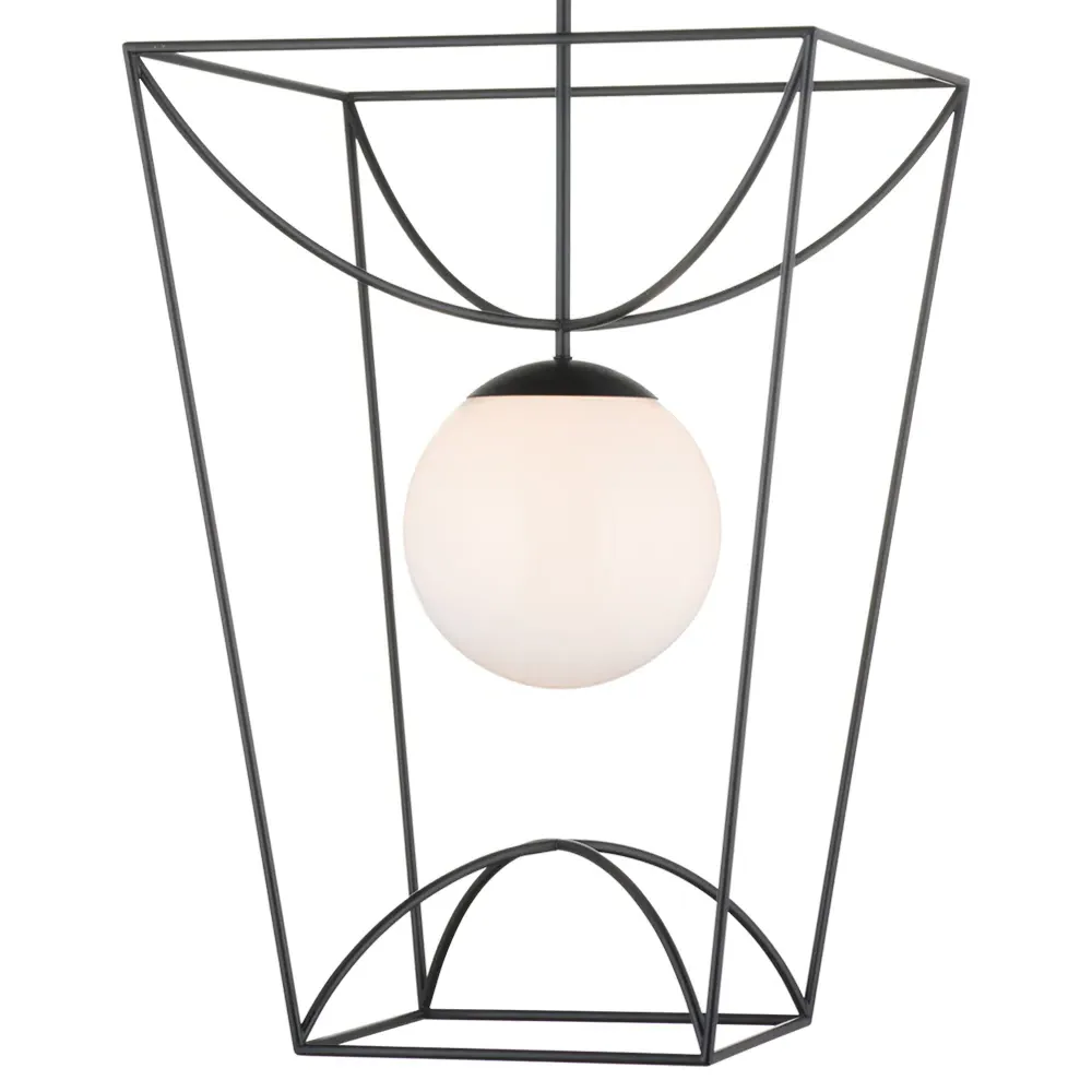 Riverlight Large Glass Globe Outdoor Lantern - Black, Metal