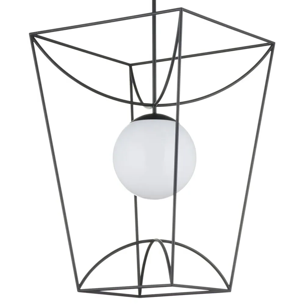 Riverlight Large Glass Globe Outdoor Lantern - Black, Metal