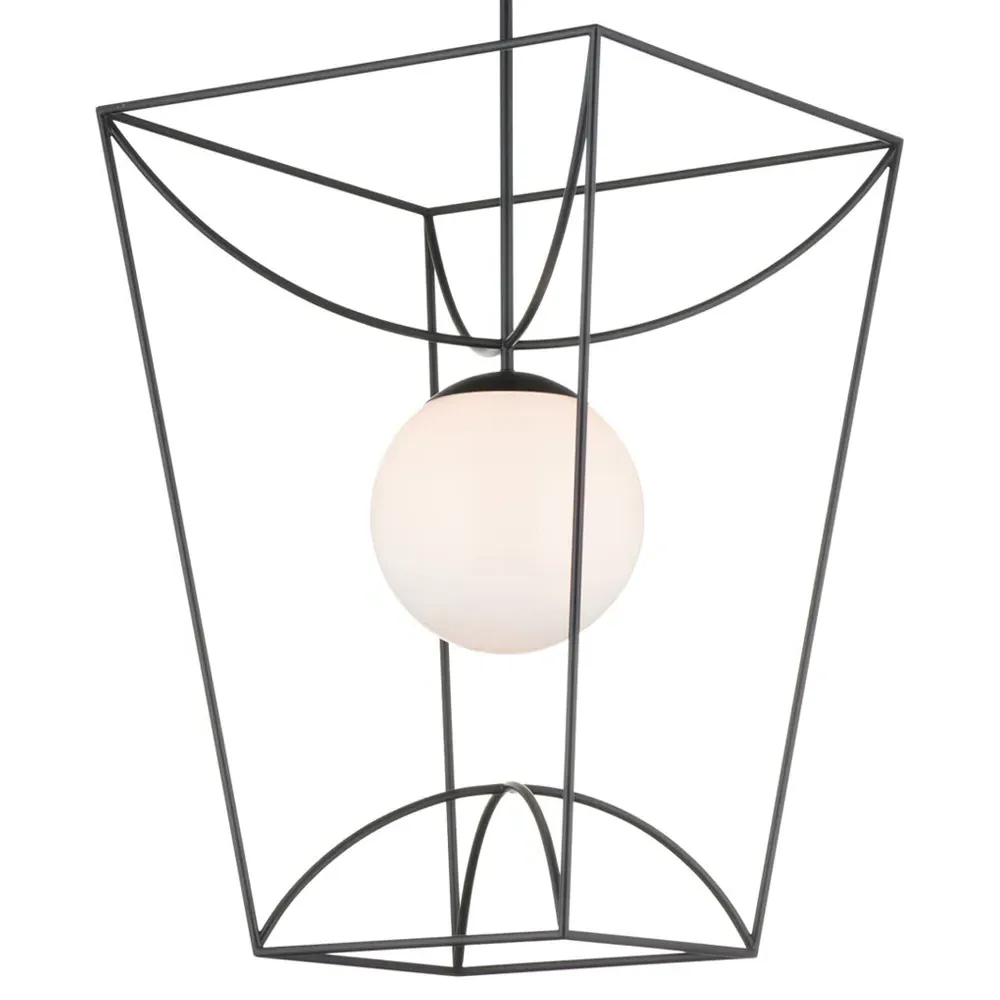 Riverlight Large Glass Globe Outdoor Lantern - Black, Metal