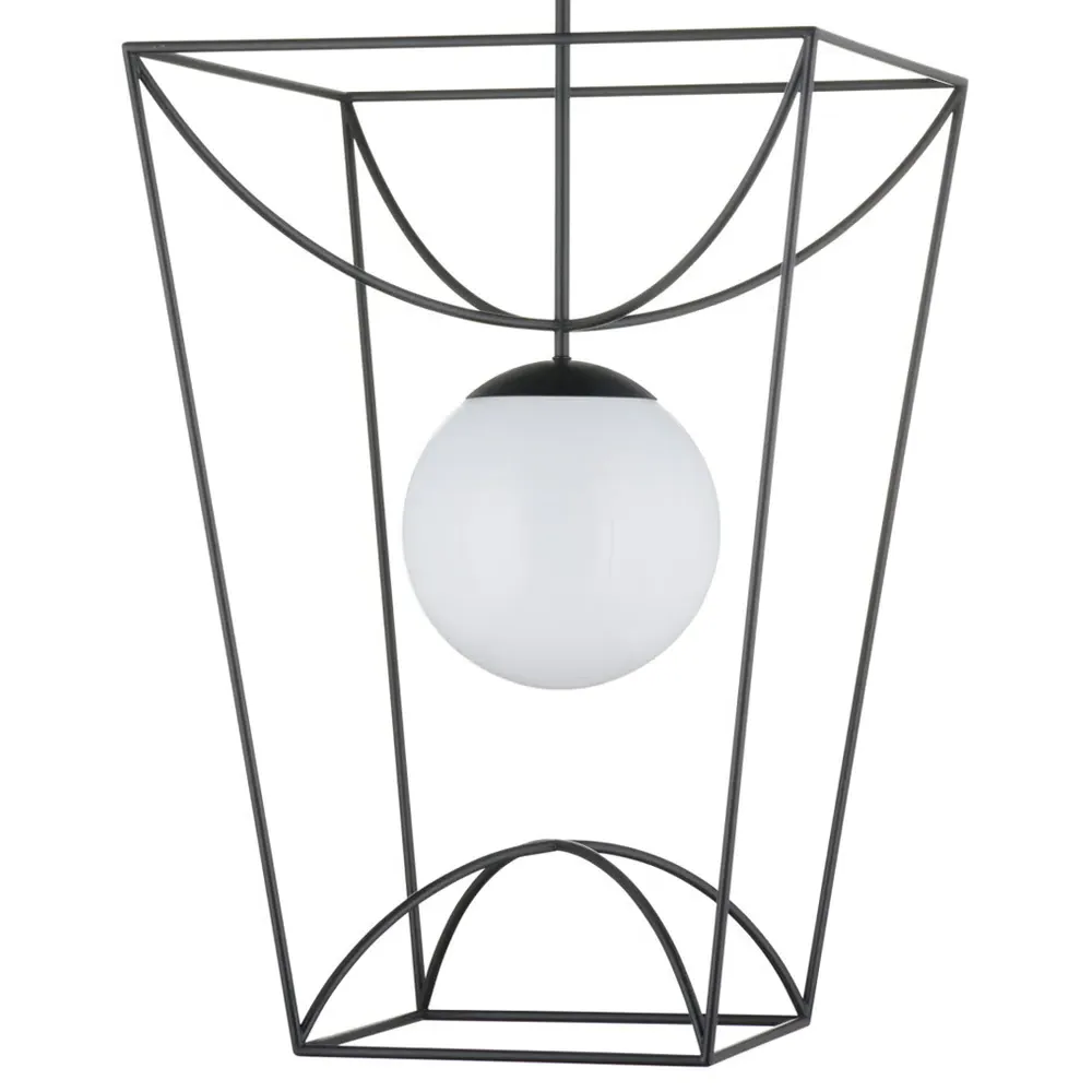 Riverlight Large Glass Globe Outdoor Lantern - Black, Metal