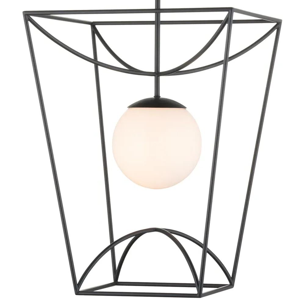 Riverlight Medium Glass Globe Outdoor Lantern - Black, Metal