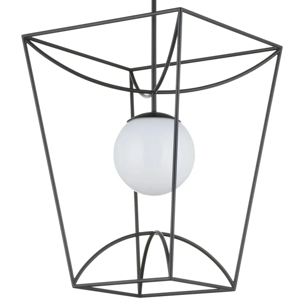 Riverlight Medium Glass Globe Outdoor Lantern - Black, Metal