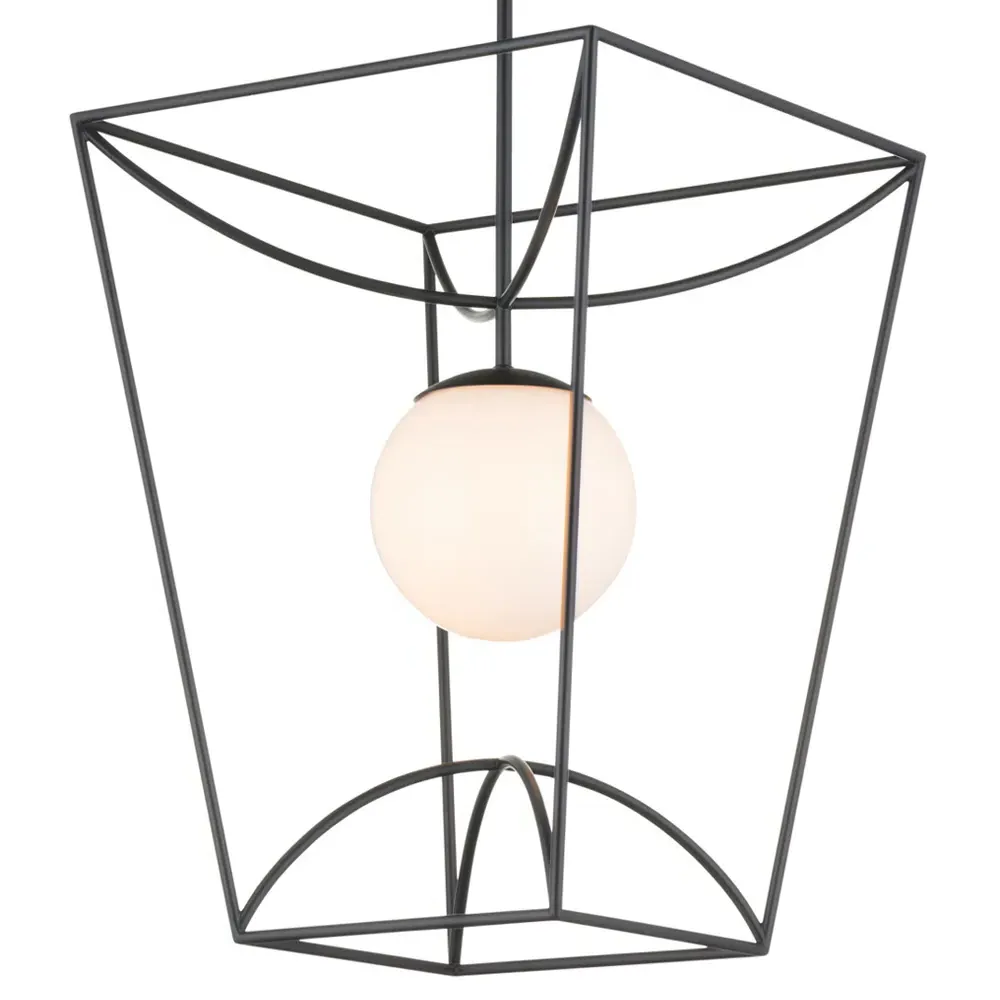 Riverlight Medium Glass Globe Outdoor Lantern - Black, Metal