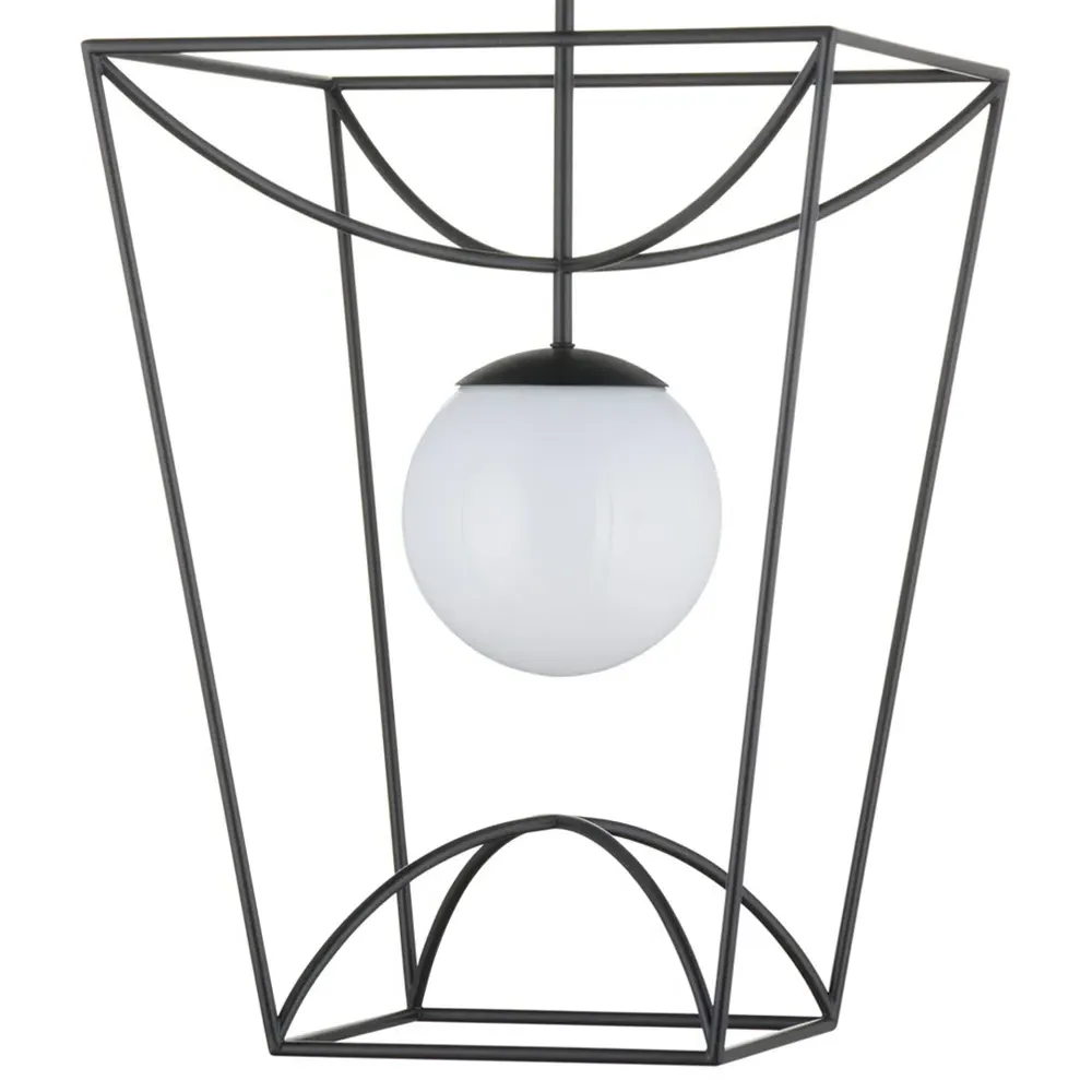 Riverlight Medium Glass Globe Outdoor Lantern - Black, Metal