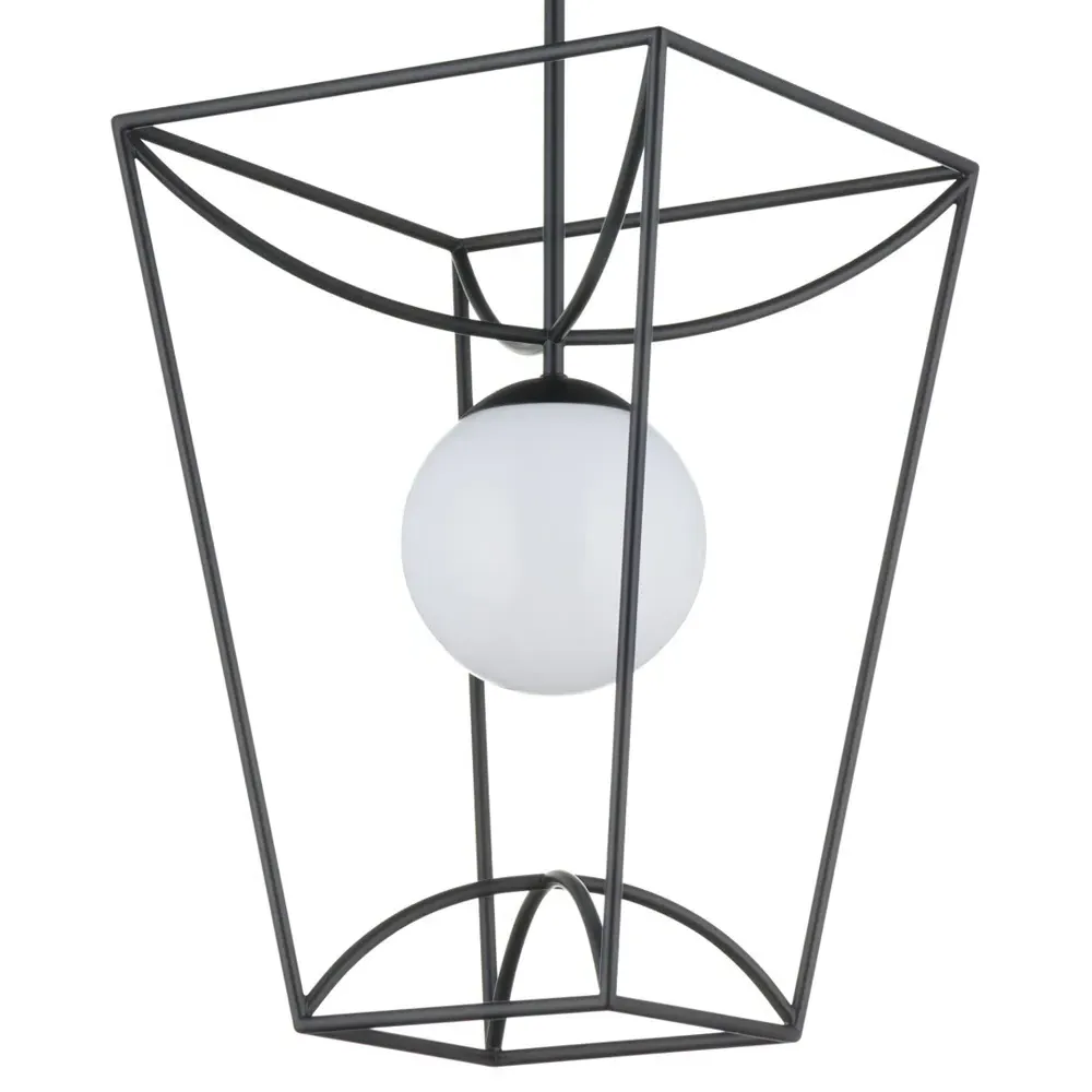 Riverlight Small Glass Globe Outdoor Lantern - Black, Metal