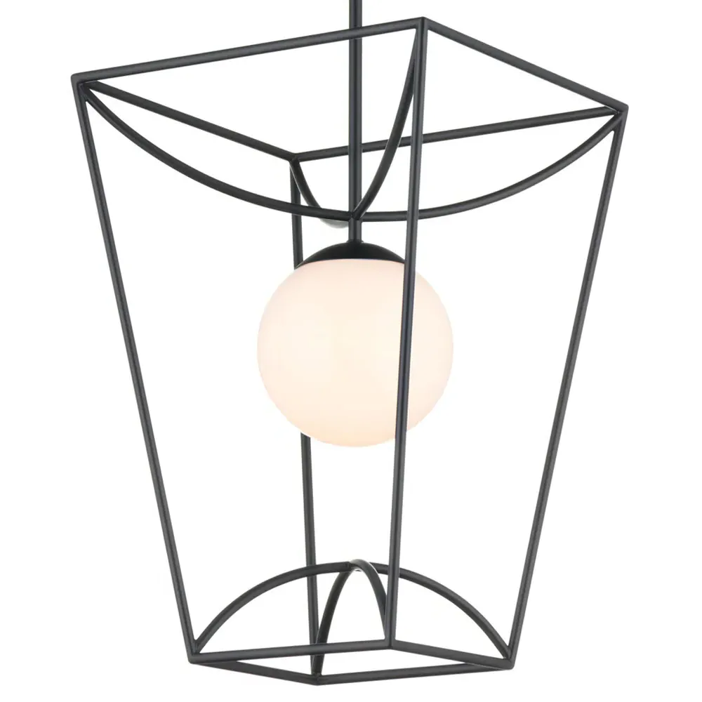Riverlight Small Glass Globe Outdoor Lantern - Black, Metal