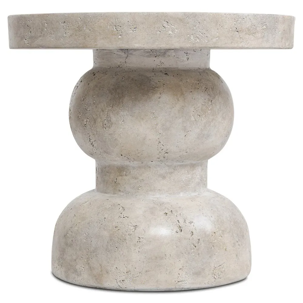 Rivero Round Outdoor End Table - Aged Fog, Concrete