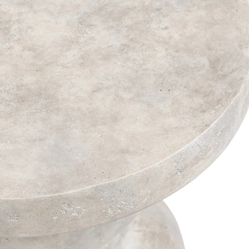 Rivero Round Outdoor End Table - Aged Fog, Concrete