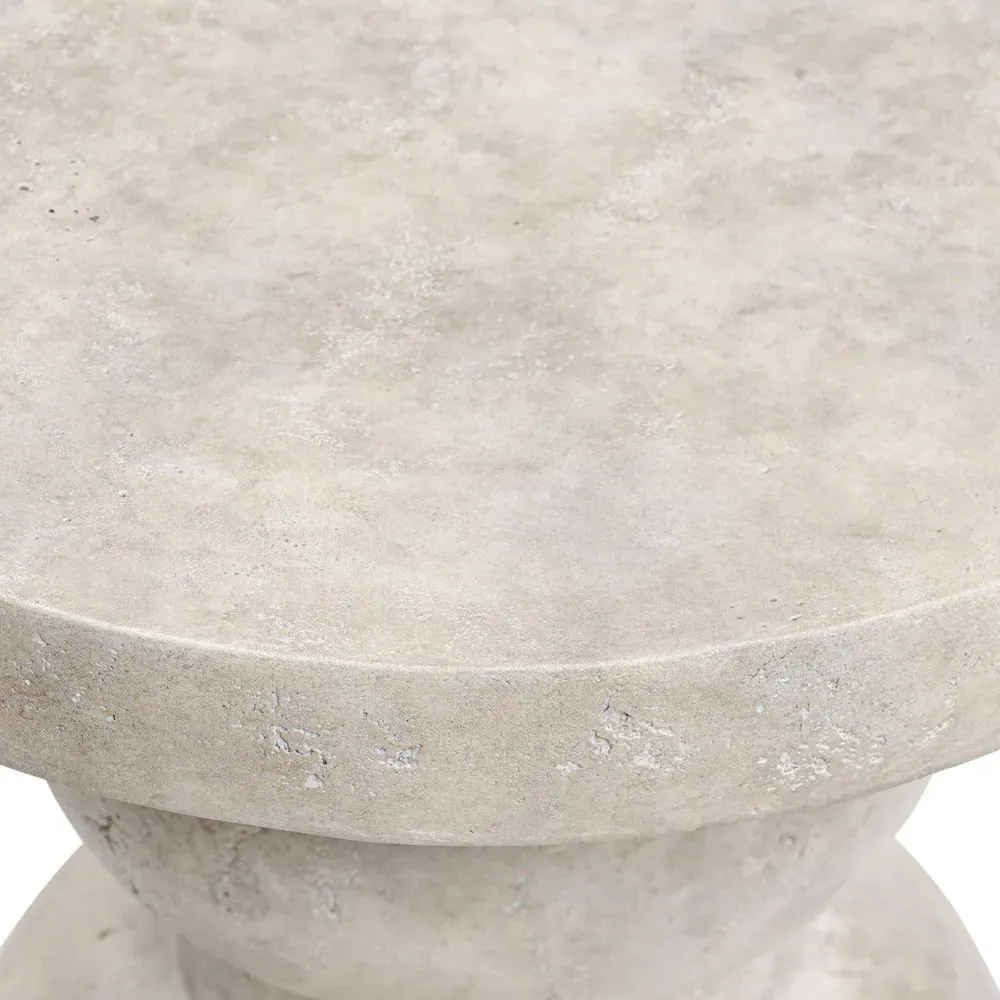 Rivero Round Outdoor End Table - Aged Fog, Concrete