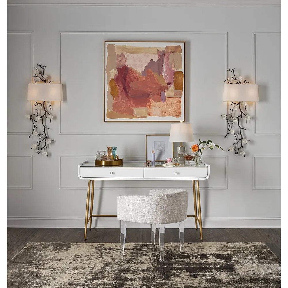 Riya Vanity Stool - White, Acrylic