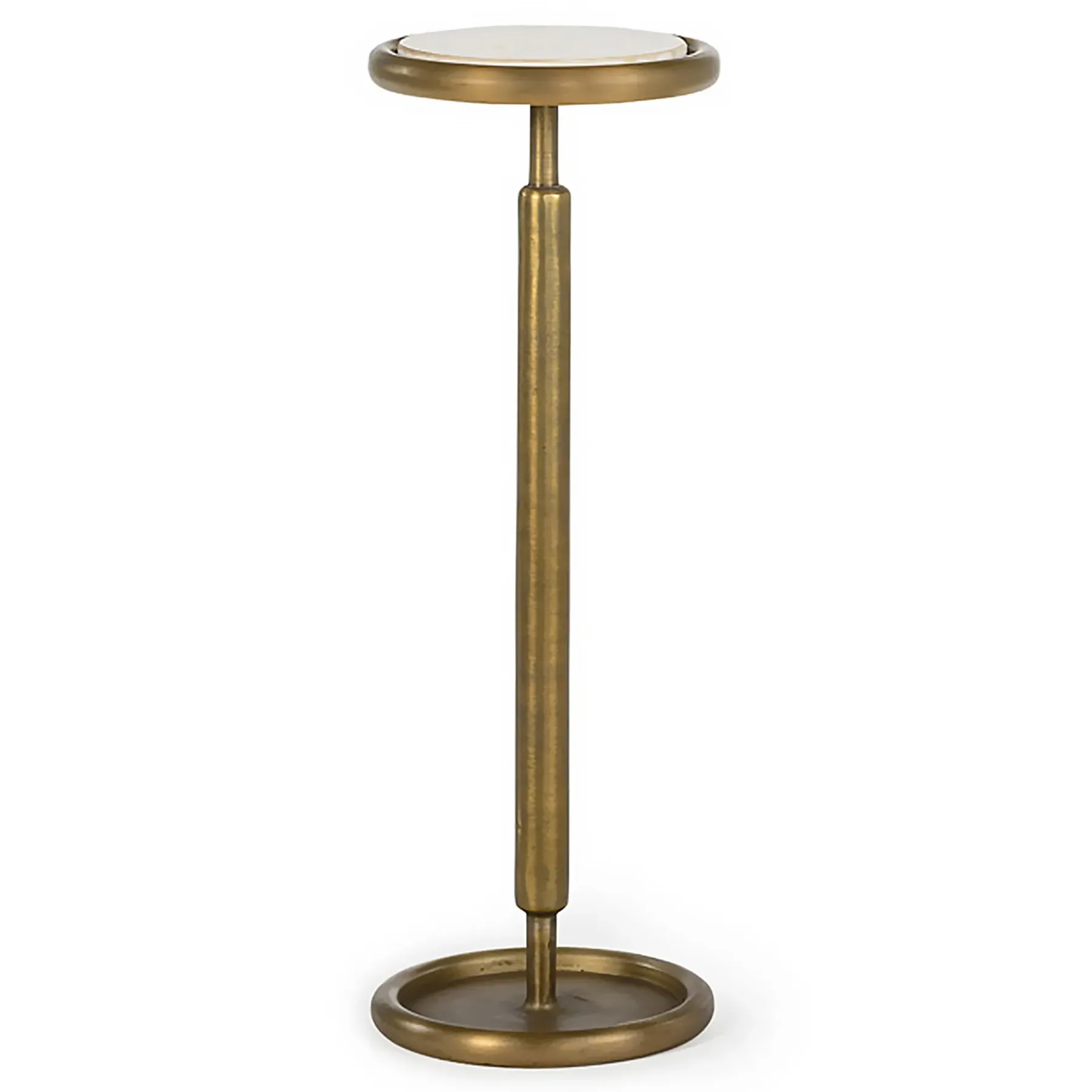 Rizza Round Drink Table - White Marble, Brass Aluminum image