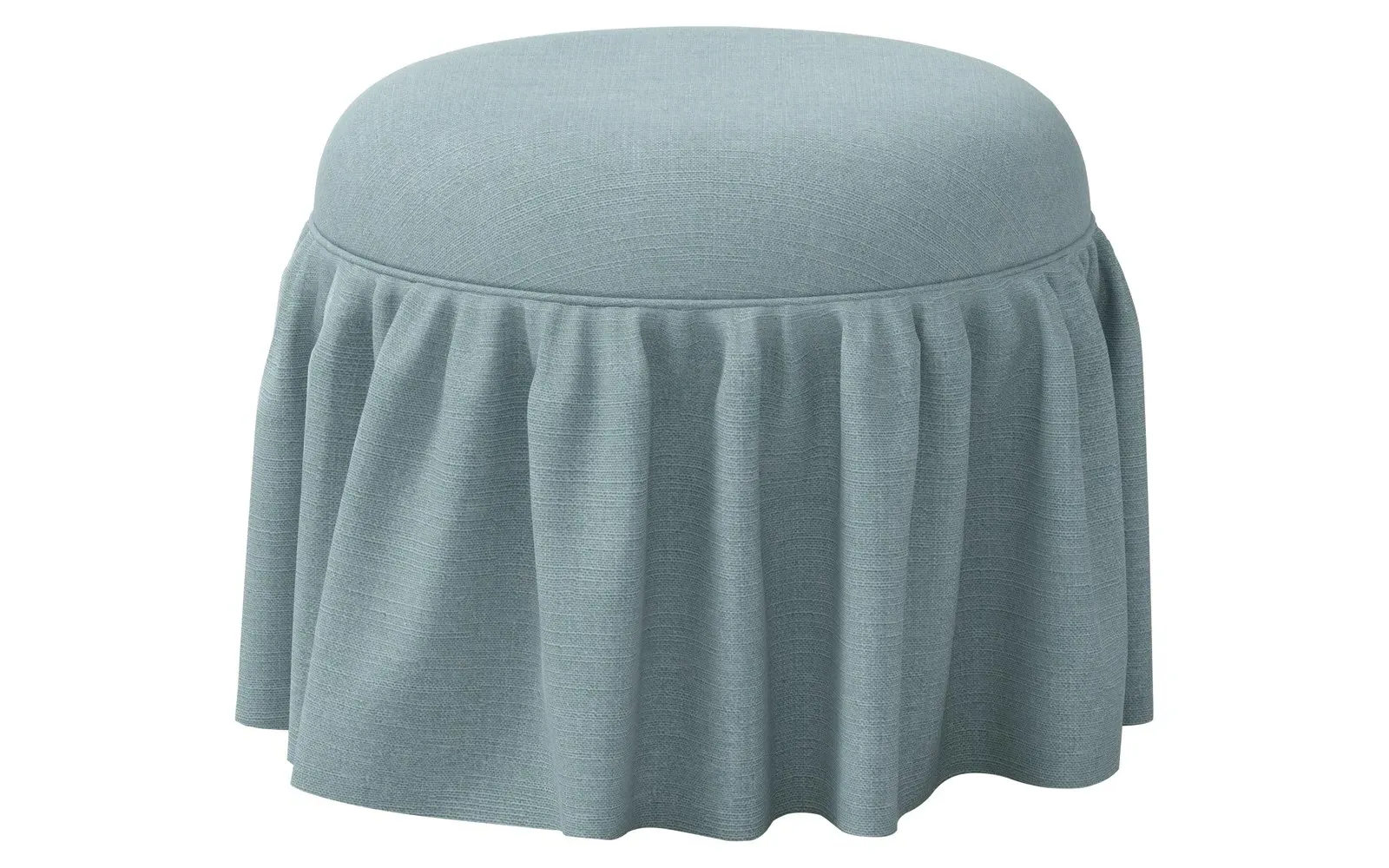 Rochelle Skirted Ottoman - Calm Sea