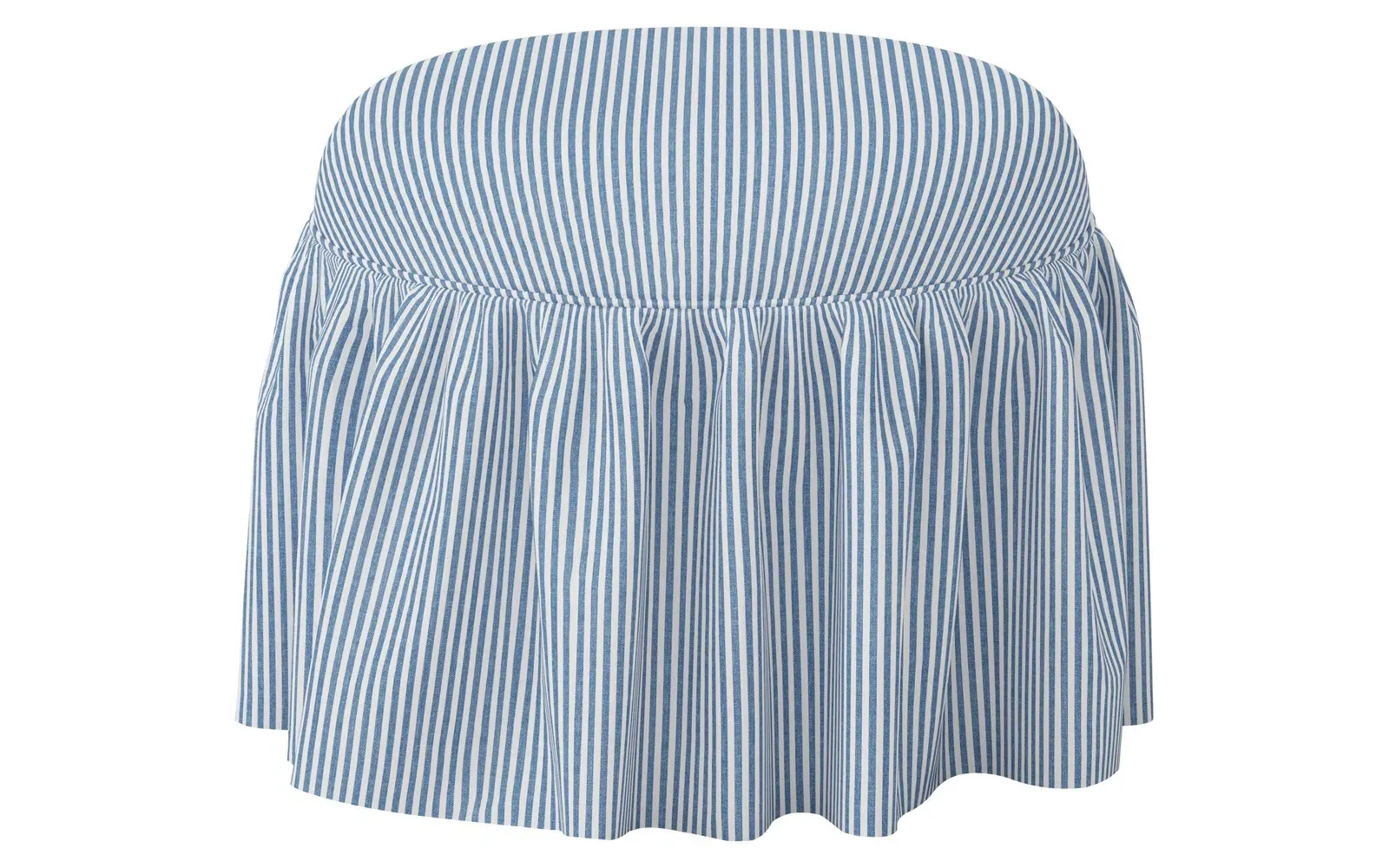 Rochelle Skirted Ottoman - Cambridge Blue, Cotton