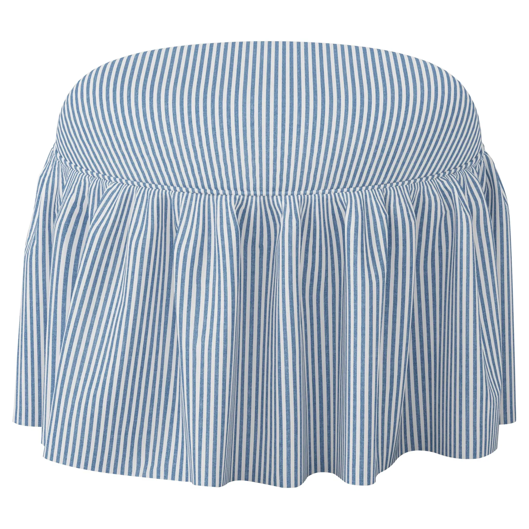 Rochelle Skirted Ottoman - Cambridge Blue, Cotton