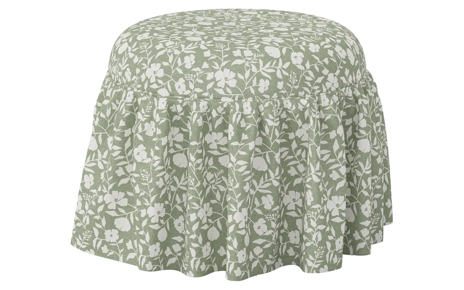 Rochelle Skirted Ottoman - English Meadow, Cotton