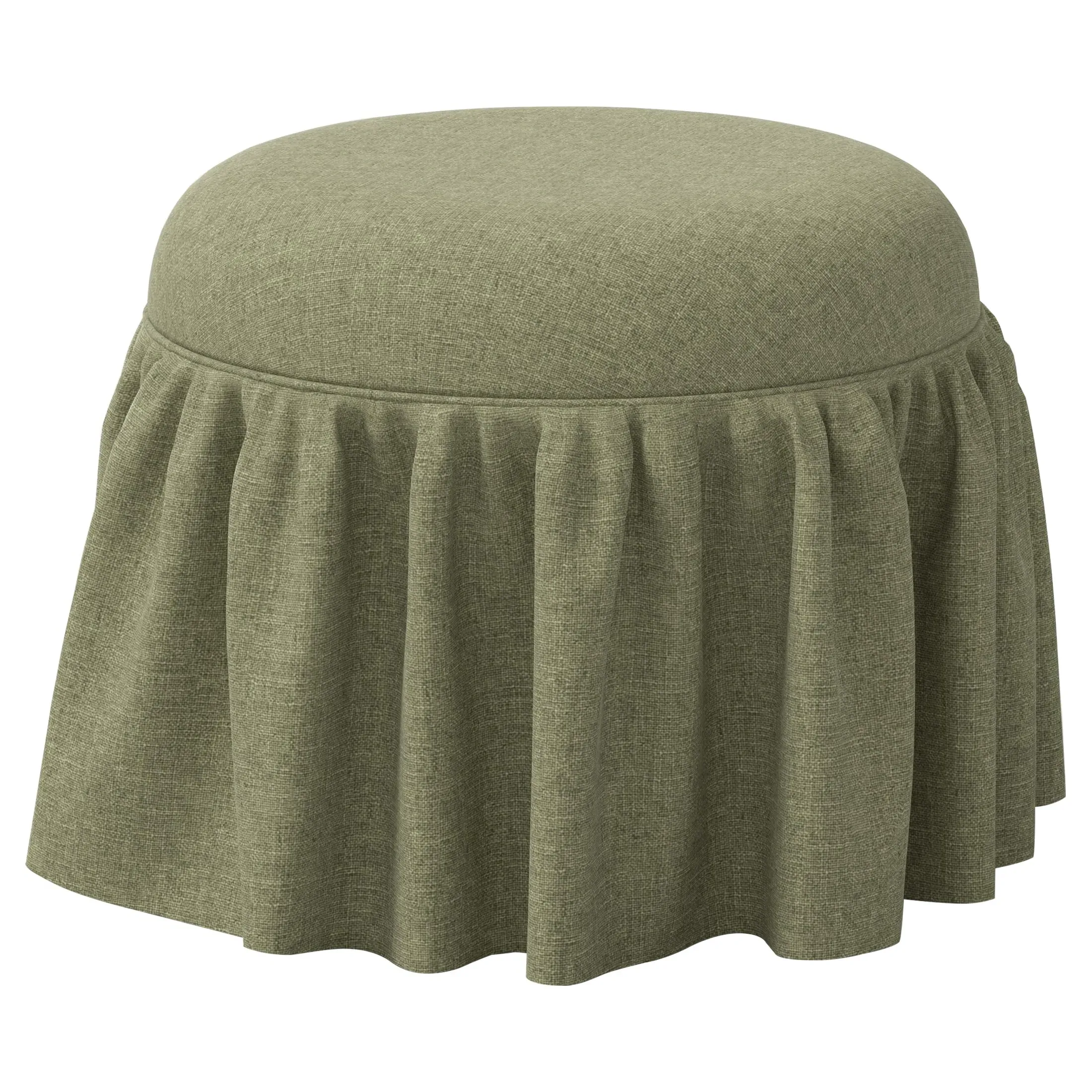 Rochelle Skirted Ottoman - Laurel Green