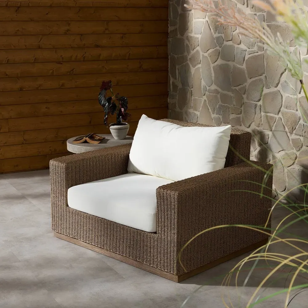 Rocio Woven Outdoor Lounge Chair - Brown, Teak