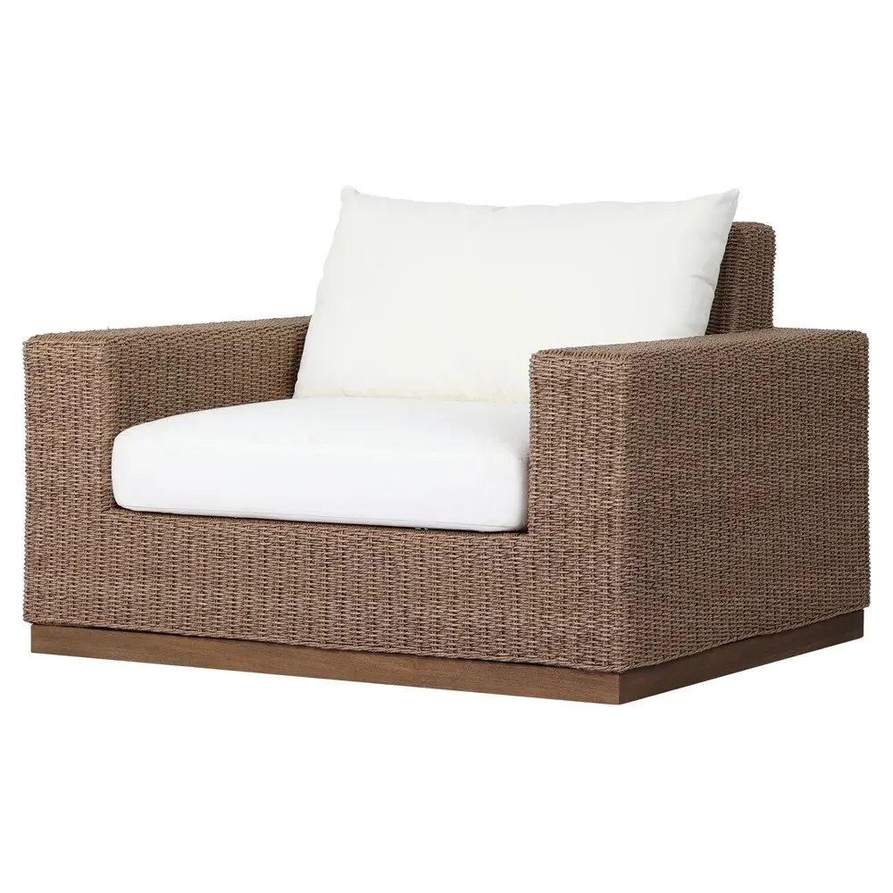 Rocio Woven Outdoor Lounge Chair - Brown, Teak