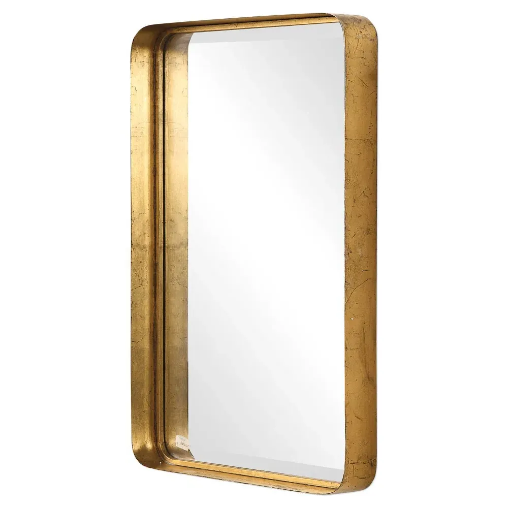 Rofel Rectangular Wall Mirror - Gold, Metal