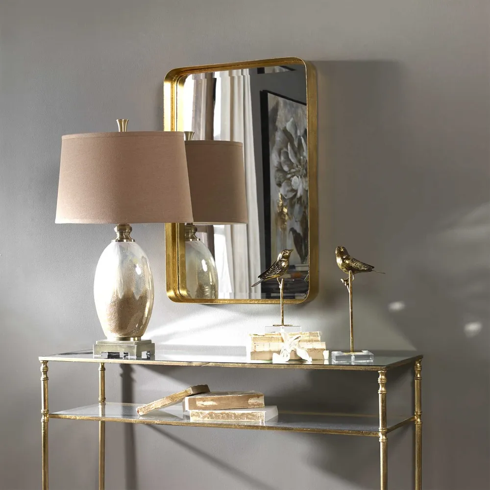 Rofel Rectangular Wall Mirror - Gold, Metal