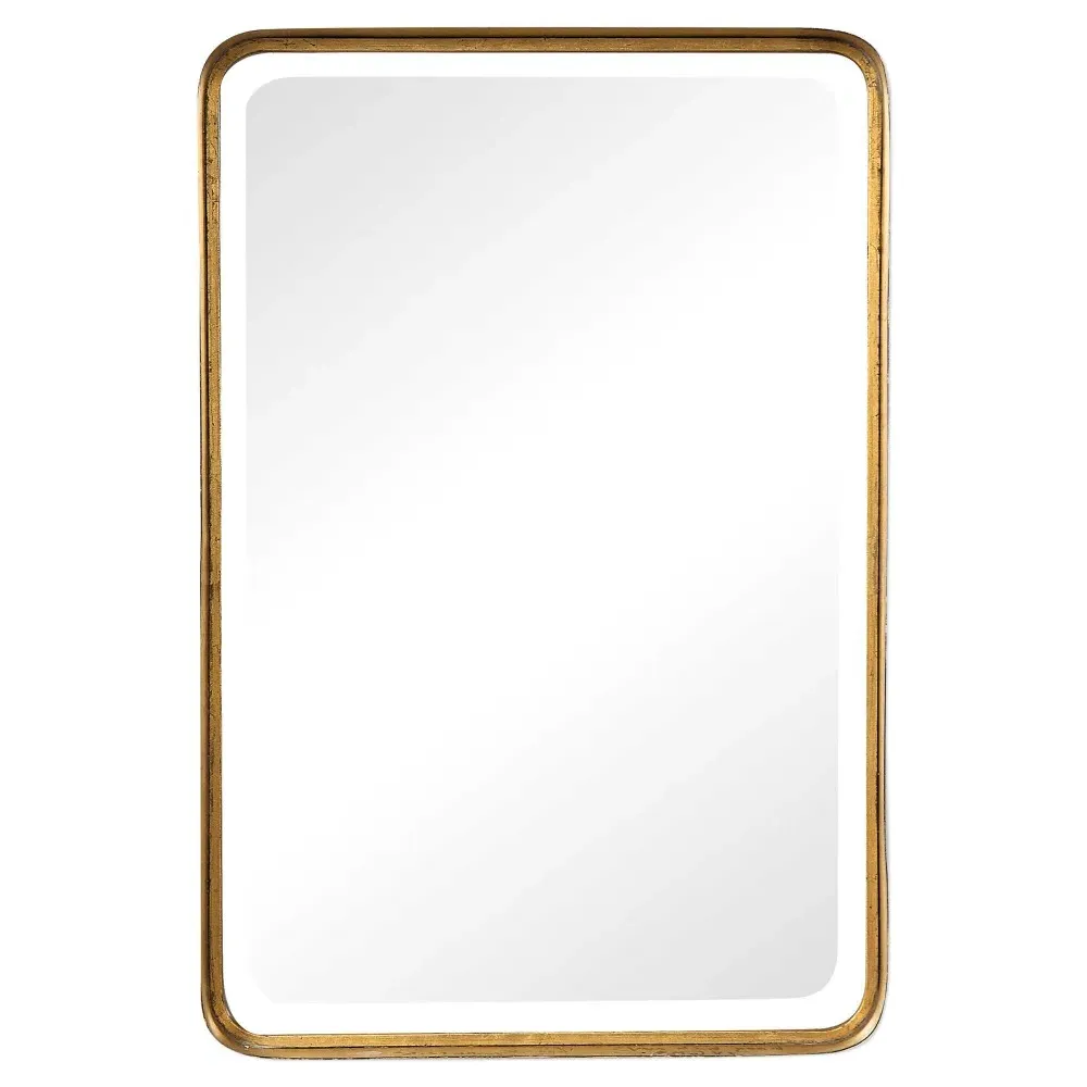 Rofel Rectangular Wall Mirror - Gold, Metal image