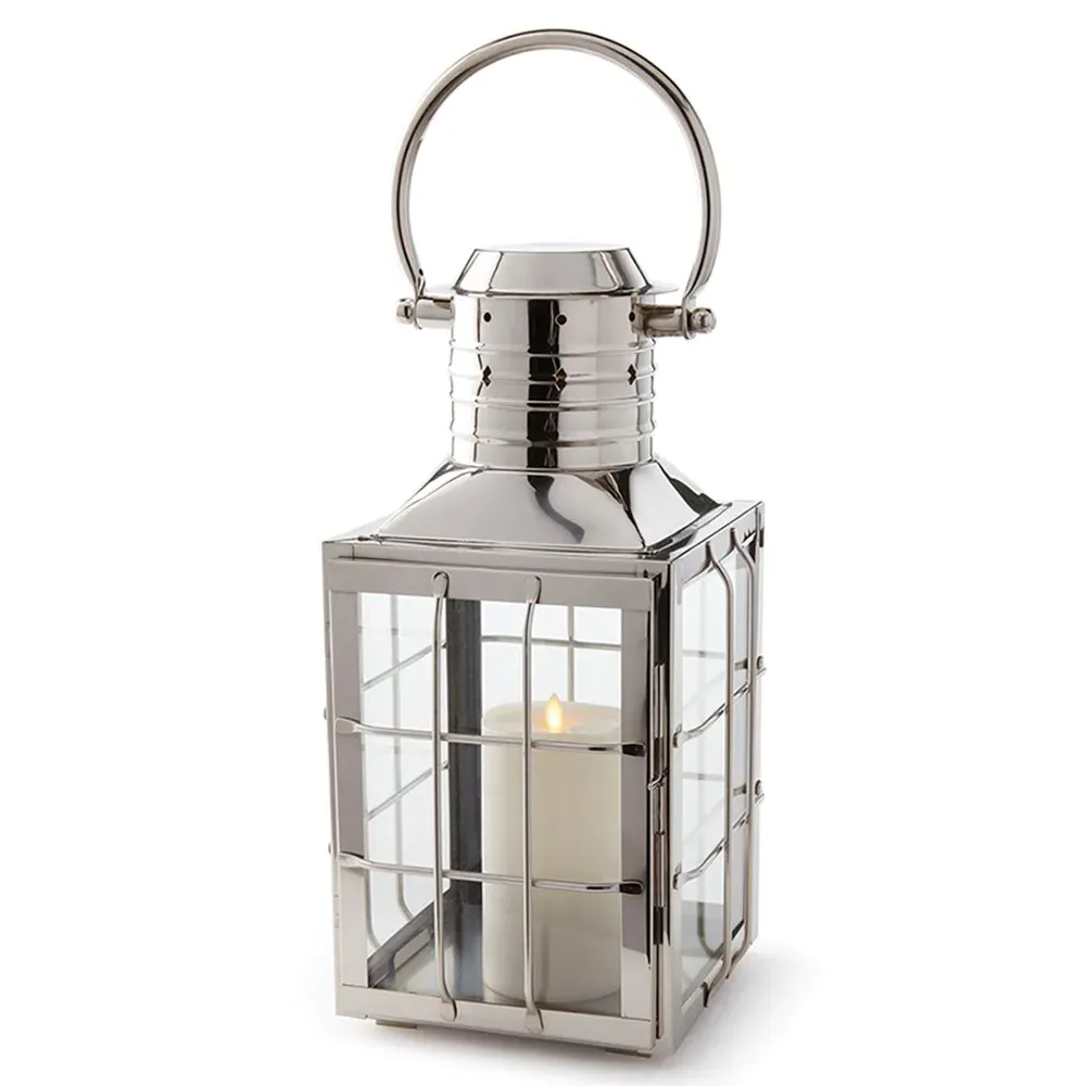 Roma Large Lantern Candleholder - Clear, Stainless Steel