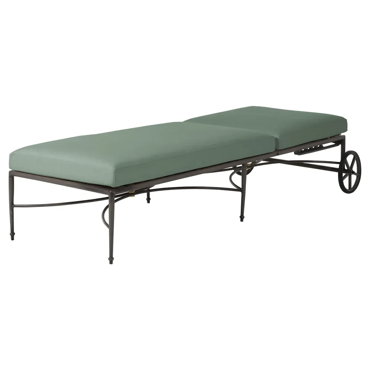 Roma Outdoor Chaise Lounge - Green, Aluminum