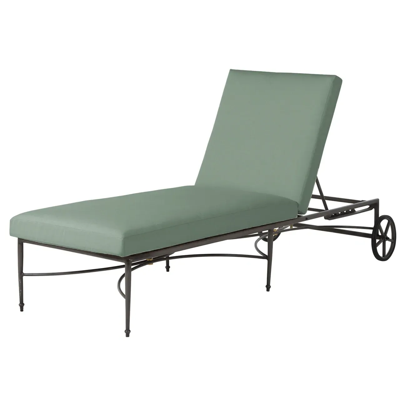 Roma Outdoor Chaise Lounge - Green, Aluminum