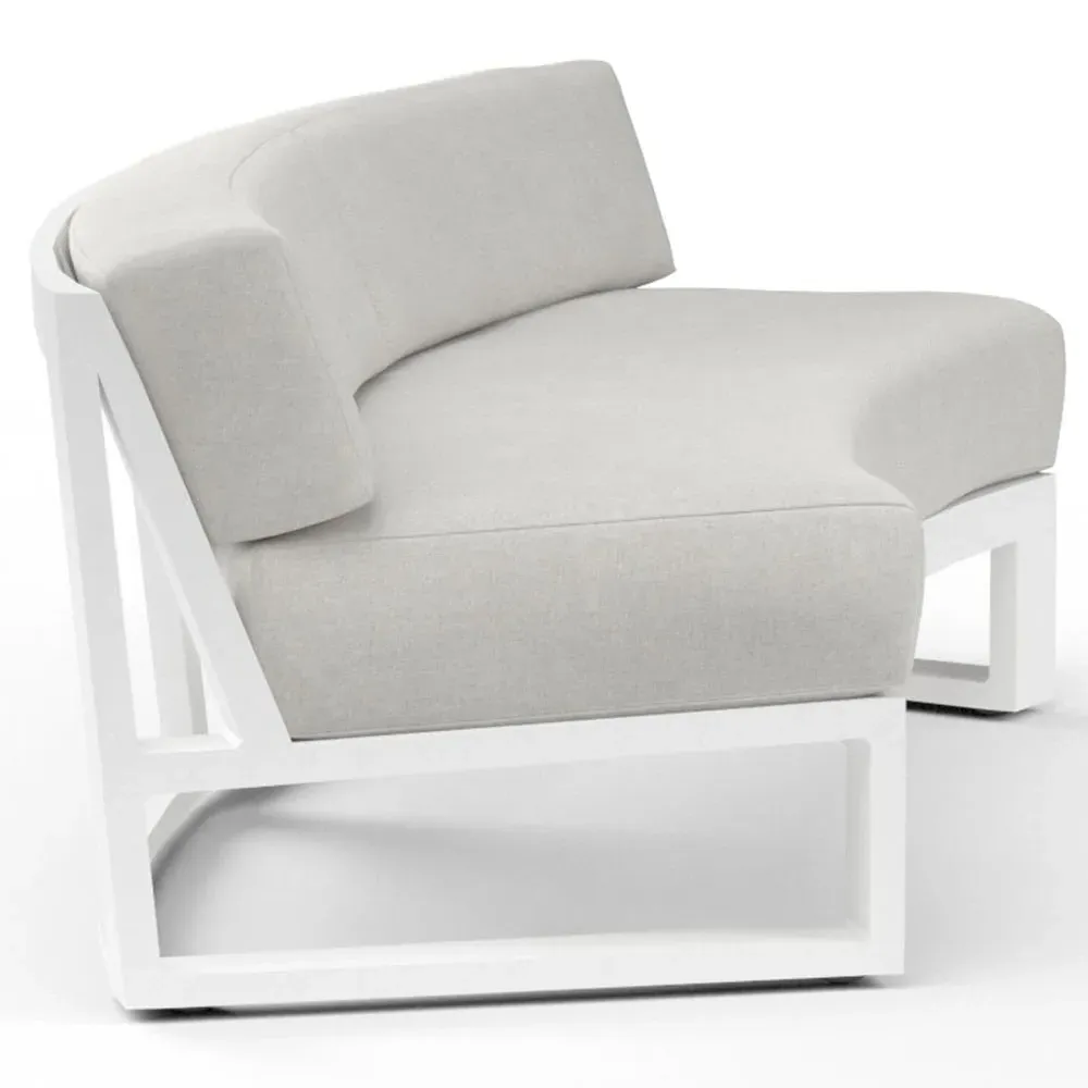 Roman Curved Outdoor Sofa - White, Aluminum