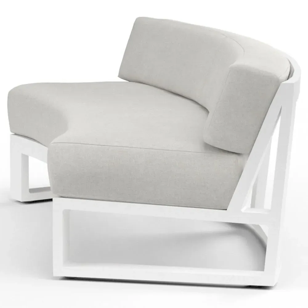 Roman Curved Outdoor Sofa - White, Aluminum