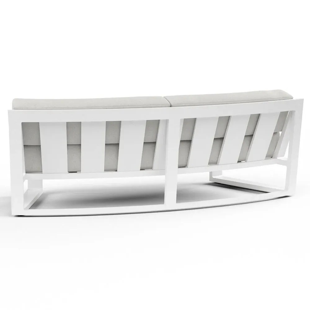 Roman Curved Outdoor Sofa - White, Aluminum