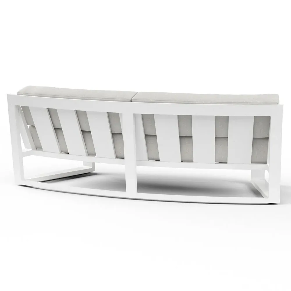 Roman Curved Outdoor Sofa - White, Aluminum