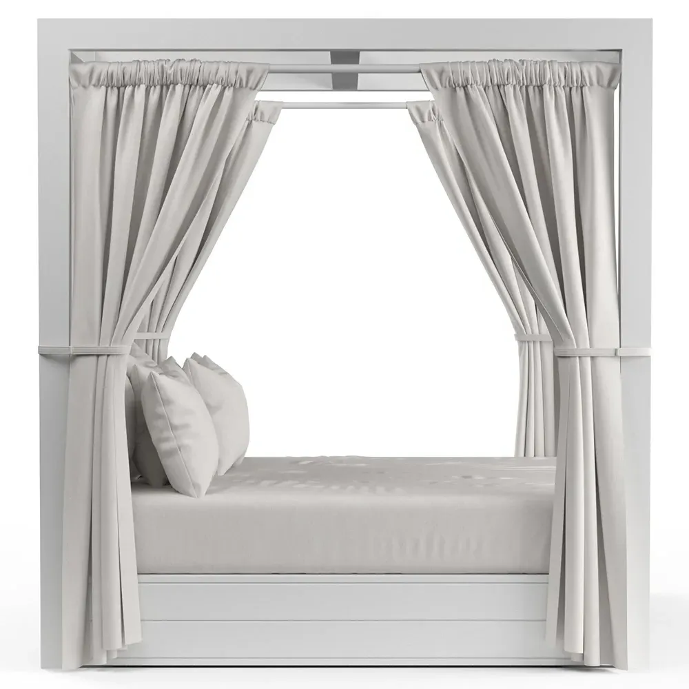 Roman King Size Outdoor Daybed - White, Aluminum