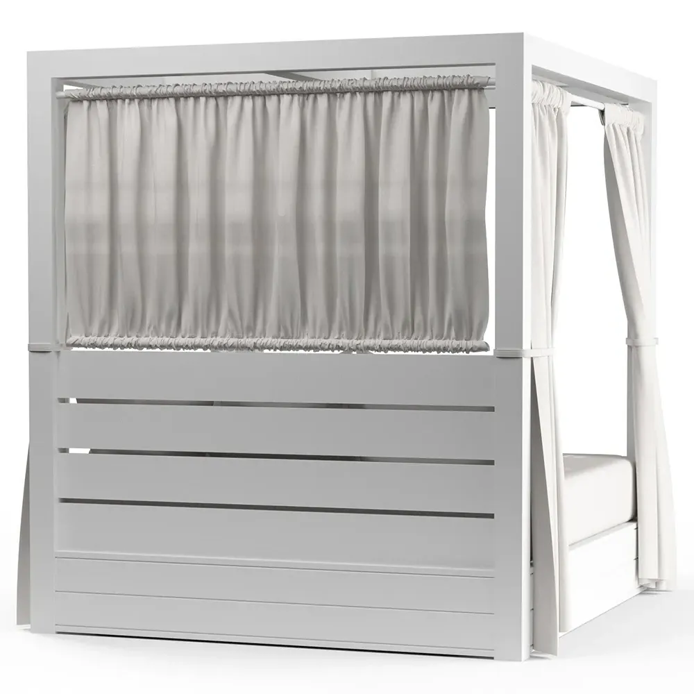 Roman King Size Outdoor Daybed - White, Aluminum