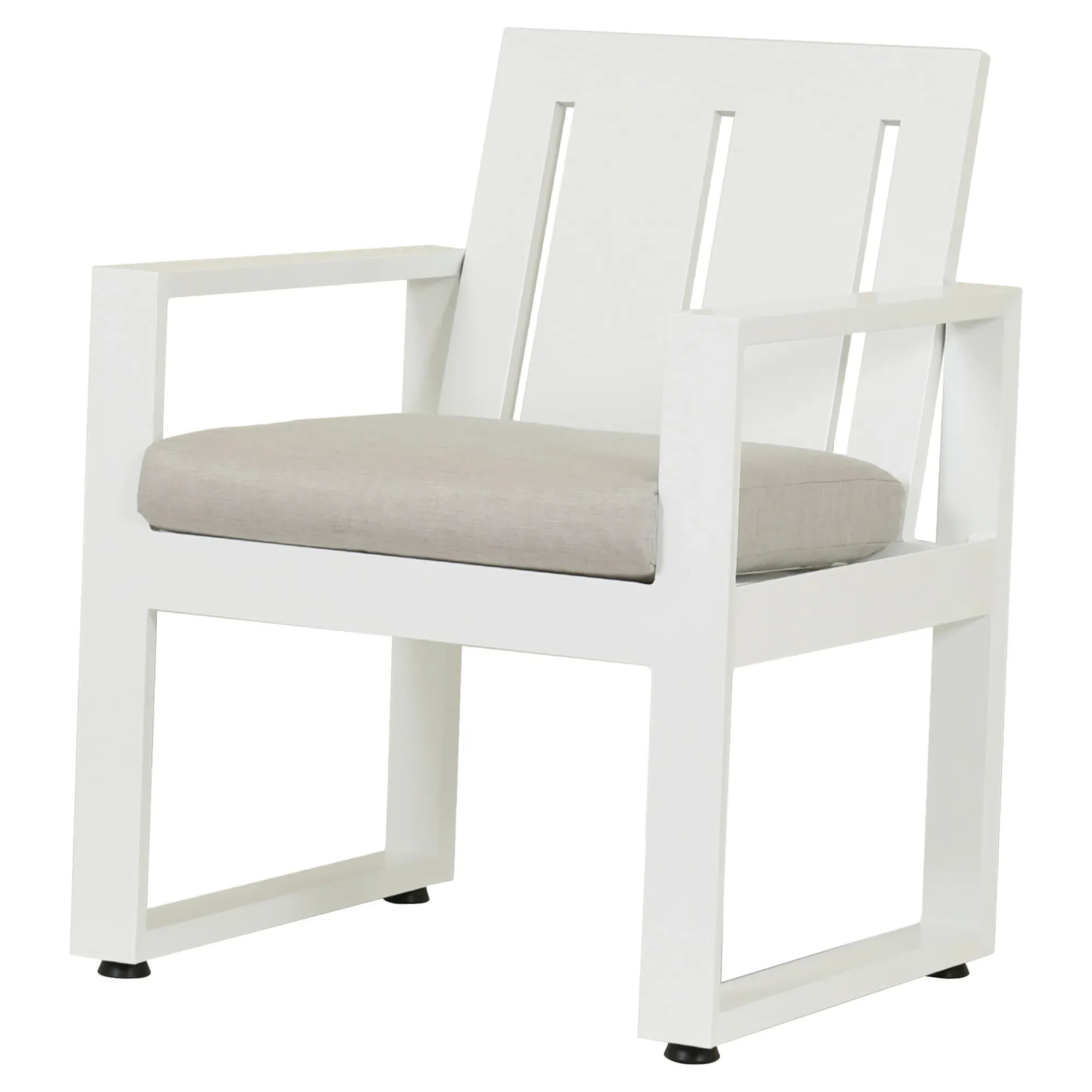 Roman Outdoor Dining Arm Chair - White, Aluminum