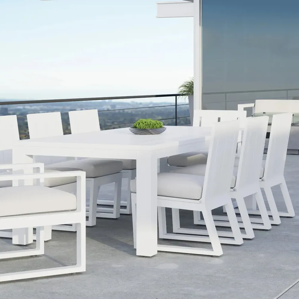 Roman Rectangular Outdoor Dining Table - White, Metal
