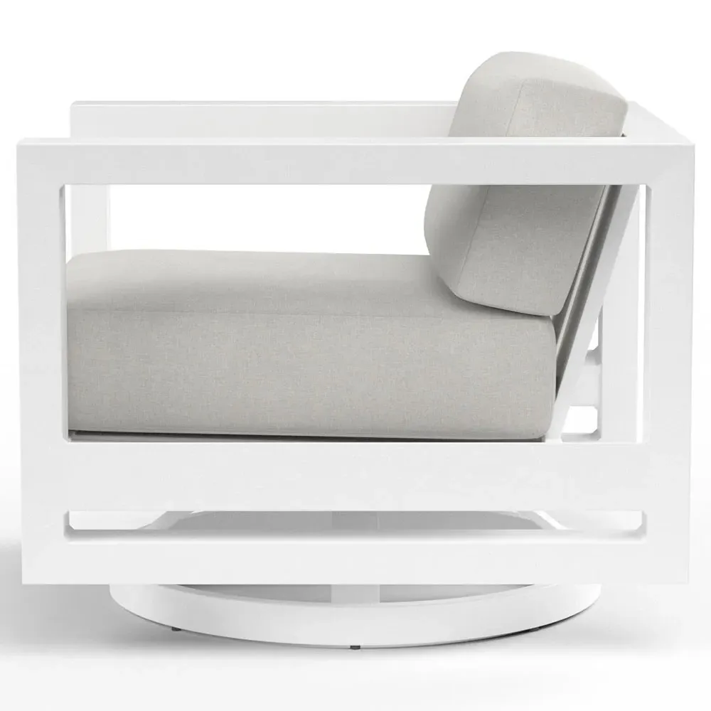 Roman Swivel Arm Chair - White, Aluminum