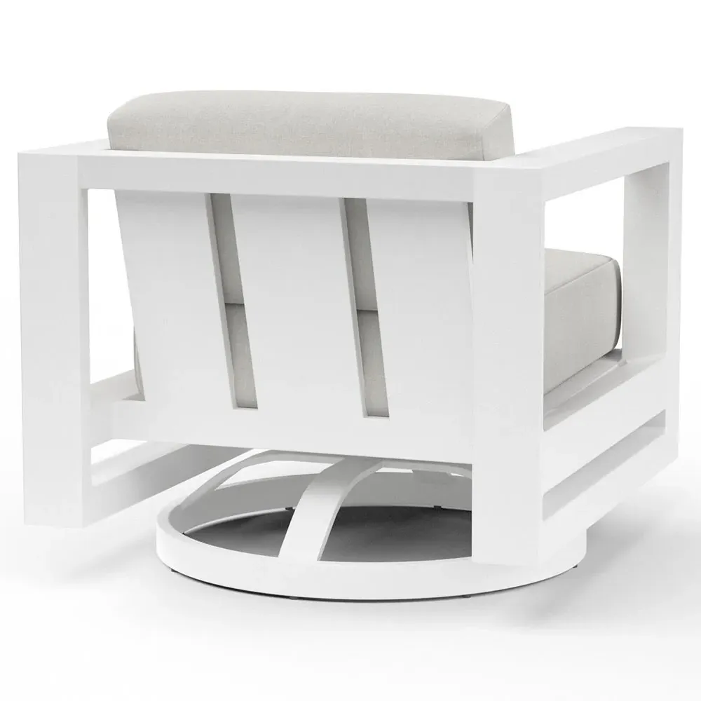 Roman Swivel Arm Chair - White, Aluminum